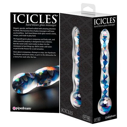 Dildo Sticlă Icicles No 8 Transparent 17.8cm