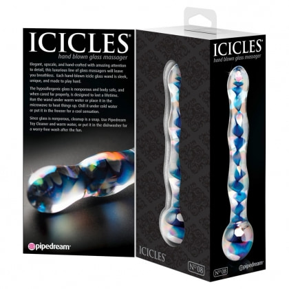 Dildo Sticlă Icicles No 8 Transparent 17.8cm