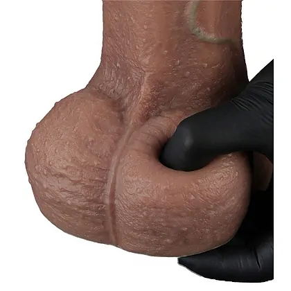 Dildo XXL Din Silicon Dublu Strat, Realist, Ventuză Maro