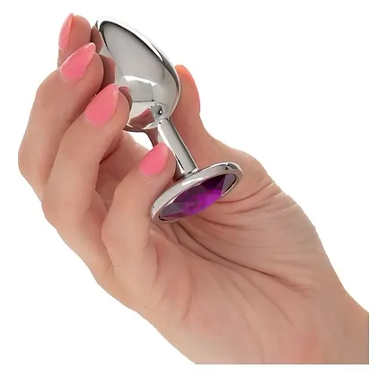 Dop Anal Jewel Mic cu Cristal Ametist, Elegant Argintiu