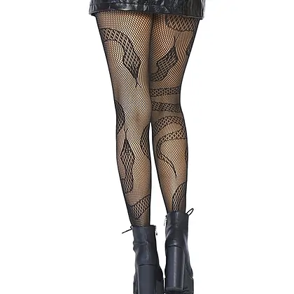 Dresuri Leg Avenue Snake Net Tights Negru XL-2XL