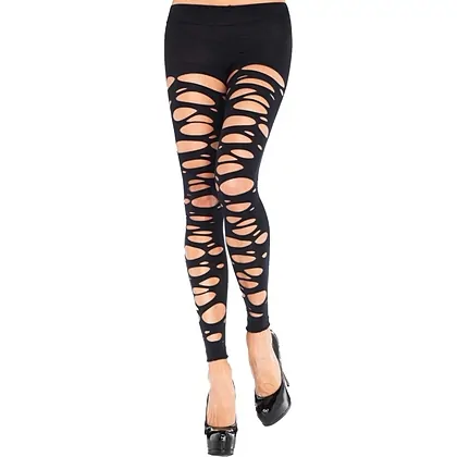 Dresuri Leg Avenue Tattered Footless Tights Negru XS-L