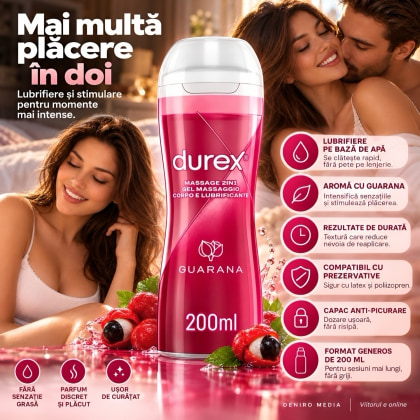 Durex Gel Masaj Stimulant 2 în 1 Guarana 200ml