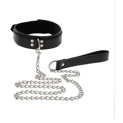 Elegant Collar and Chain Leash Negru
