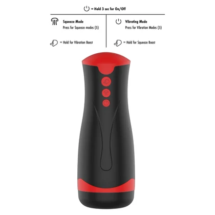 Fusion Deep Squeeze Masturbator Negru, 2 Motoare, 5 Viteze