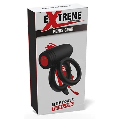 Hidden Desire Elite Power Twin C-Ring - 10 Moduri, IPX7 Negru