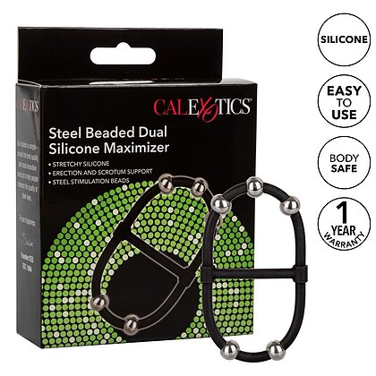 Inel Penis Beaded Dual Silicone Maximizer Negru