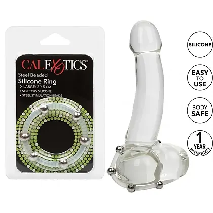 Inel Penis Steel Beaded Silicon XL Transparent
