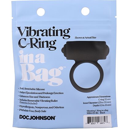 Inel pentru Penis Vibrating C-Ring Negru