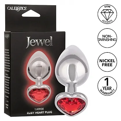 Jewel Large Ruby Heart Plug Rosu