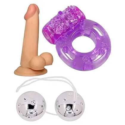 Kit Trăiri Intense: Dildo + Bile + Inel Vibrant
