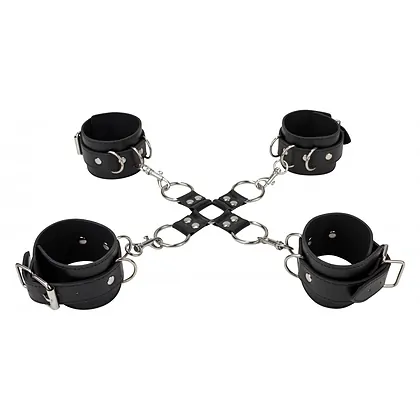 Leather Hand And Legcuffs Negru