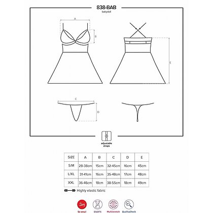 Lenjerie Babydoll Obsessive 838-BAB Rosu S-M