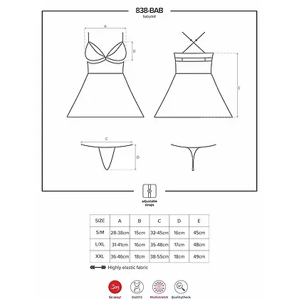 Lenjerie Babydoll Obsessive 838-BAB Roșu L-XL