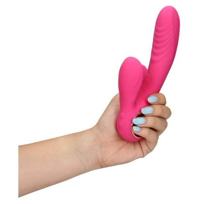 Loveline Rabbit Heat – Limbă Oscilantă, încălzire 19 cm Roz
