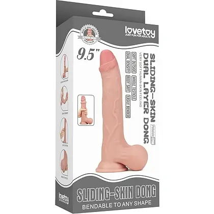 Lovetoy 24.5cm Sliding Skin – Dong Realist cu Testicule