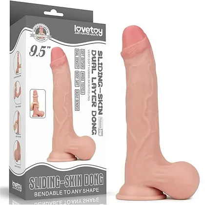 Lovetoy 9.5 Sliding Skin – Dong Realist cu Testicule