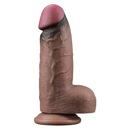 Lovetoy Dildo 25cm Silicon Dublu Strat cu Ventuza Maro