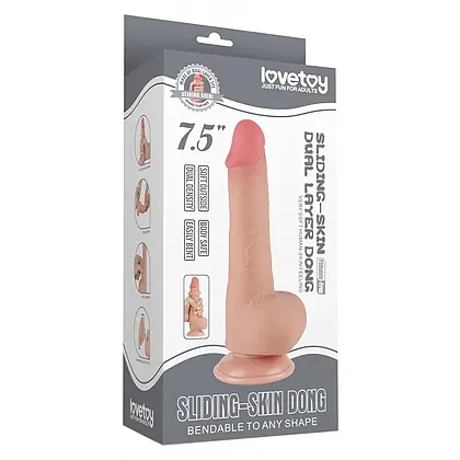 LoveToy Dildo Piele Mobila 19.5cm cu Ventuza