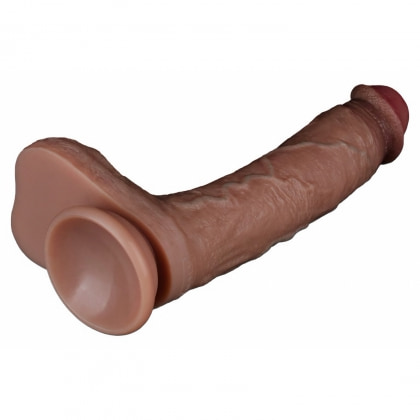 LoveToy - Dual Layered Silicone Dildo 21.5 cm (O 4.2 cm) - Brown Maro