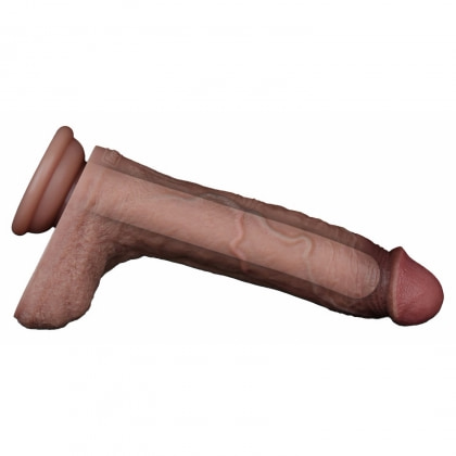 LoveToy - Dual Layered Silicone Dildo 21.5 cm (O 4.2 cm) - Brown Maro