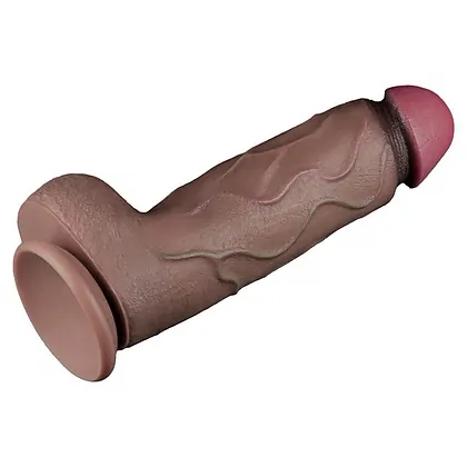 Lovetoy Realist 31cm — Silicon Dublu Strat cu Ventuză Maro
