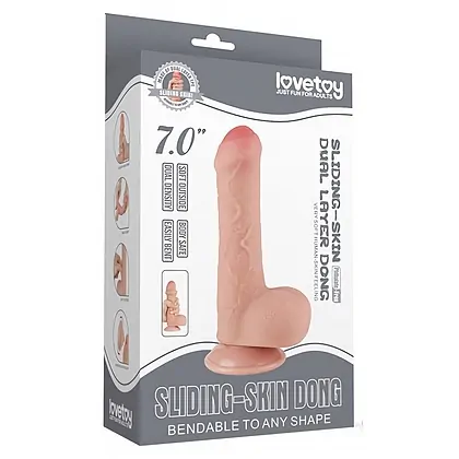 LoveToy Sliding Skin 18.3cm — Realist, Ventuză Detașabilă