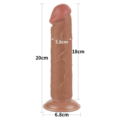 LoveToy Sliding Skin 20 cm – TPE Densitate Duală, Ventuză Puternică Maro