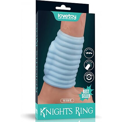 Lovetoy Wave Knights - Inel Vibrator Discret, 10 cm Albastru