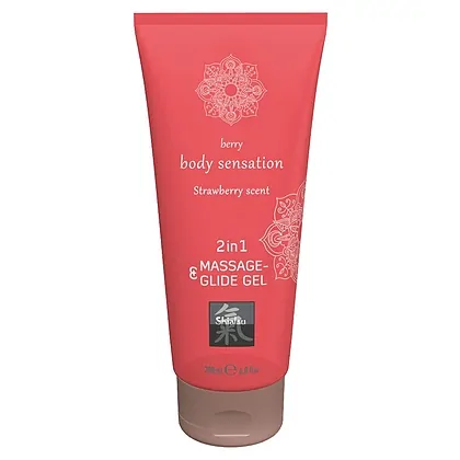 Lubrifiant Căpșuni Massage And Glide Gel 2 în 1 - 200ml