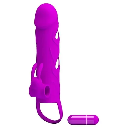 Manșon Cu Vibrator Iepuraș Și Inel Mov