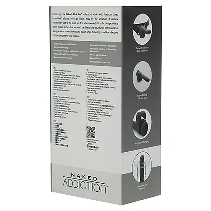 Naked Addiction 23 cm, Vibrator Rotativ și De împingere Negru