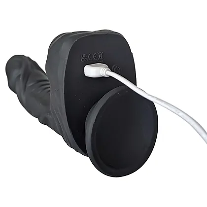 Naked Addiction 23 cm, Vibrator Rotativ și De împingere Negru