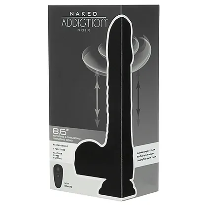 Naked Addiction 23 cm, Vibrator Rotativ și De împingere Negru