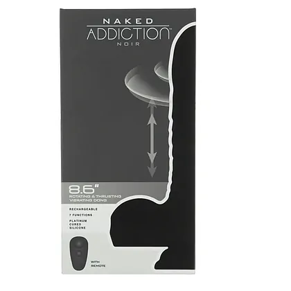 Naked Addiction 23 cm, Vibrator Rotativ și De împingere Negru