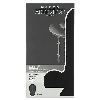 Naked Addiction 23 cm, Vibrator Rotativ și De împingere Negru