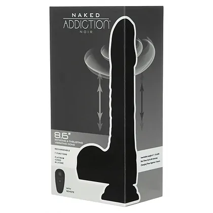 Naked Addiction 23 cm, Vibrator Rotativ și De împingere Negru