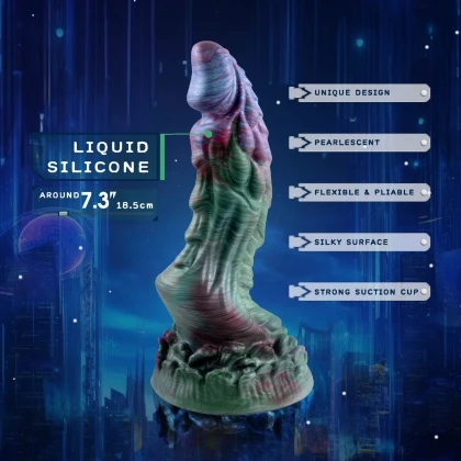 NMC Dildo 18,5 cm Din silicon Lichid, cupă De Aspirație Multicolor