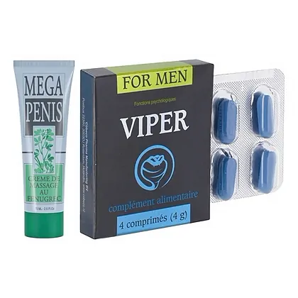 Pachet Cremă Mega Penis + Pastile Viper FR 4