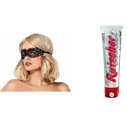 Pachet Lubrifiant Super Rutscher Anal 100ml + Mască Obsessive A710 Negru