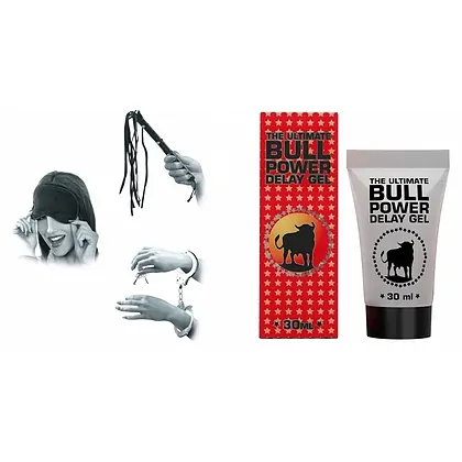 Pachet Set Limited Edition Lovers Fantasy Negru + Gel Ejaculare Prematura Bull Power Delay 30ml