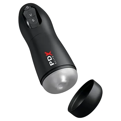 PDX Elite Masturbator Automat 7 Vibratii 7 Suctiuni Reincarcabil Negru