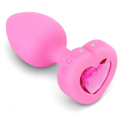 Plug Anal B-Vibe cu Inimă - 15 Moduri, 6 Nivele Roz