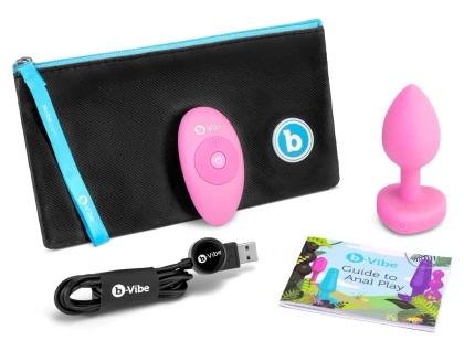 Plug Anal B-Vibe cu Inimă - 15 Moduri, 6 Nivele Roz