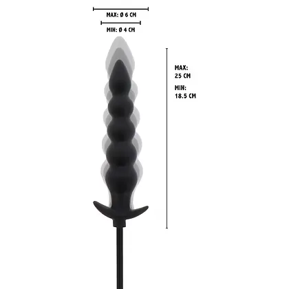 Plug Anal Gonflabil Striat Negru | 18.5–23 cm