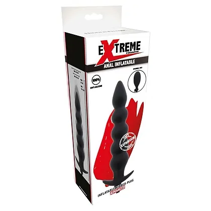 Plug Anal Gonflabil Striat Negru - 18.5–23 cm