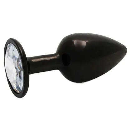 Plug Anal Round Gem Small Negru