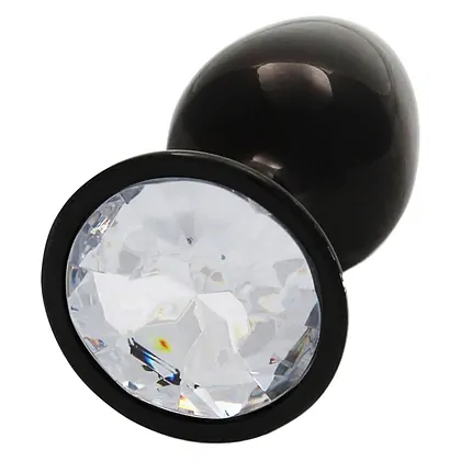 Plug Anal Round Gem Small Negru