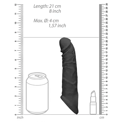 Prelungitor Penis Sleeve RealRock 21cm Negru