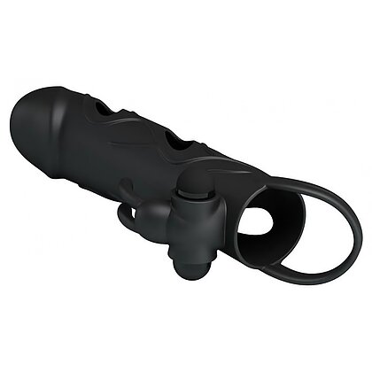 Prelungitor Pretty Love Penis Sleeve With Ball Strap Negru